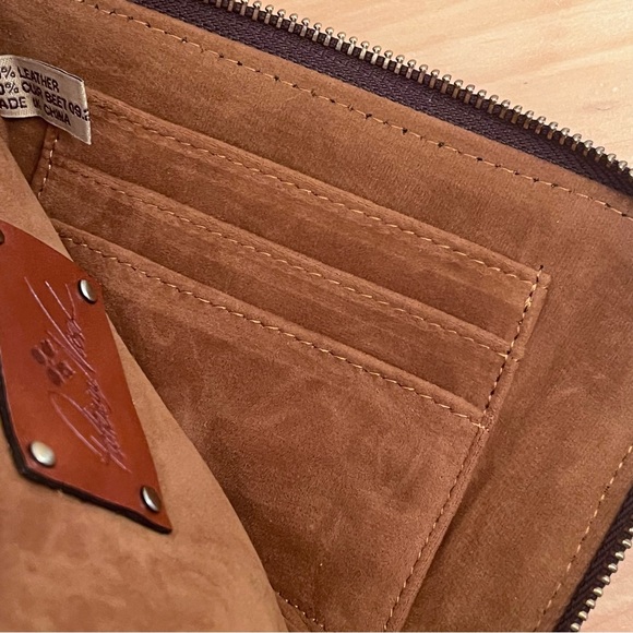 Patricia Nash Reala Wristlet Wallet Leather Floral Zip Card Holder Strap Brown - Picture 7 of 8